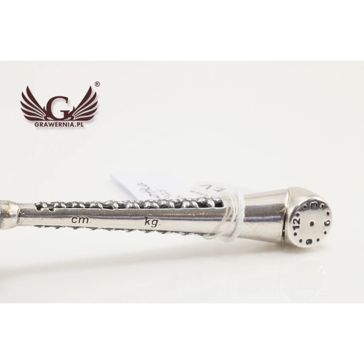 Silver rattle in velour box with dedication - Christening souvenir - SRB007