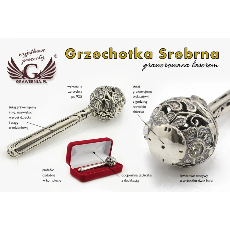 RATTLE - SILVER - Holy Baptism Souvenir - SRB012 design