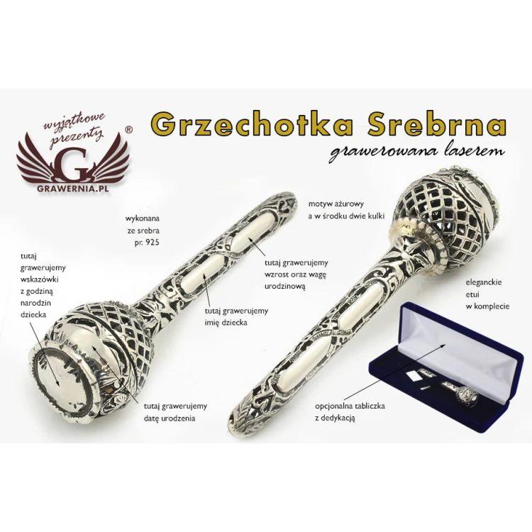 RATTLE - SILVER - Holy Baptism Souvenir - SRB014 design