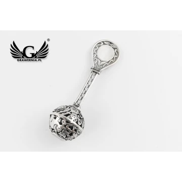 RATTLE - SILVER - Holy Baptism Souvenir - pattern SRB013