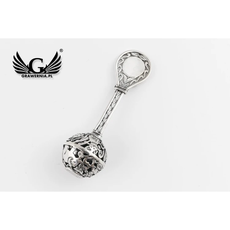 RATTLE - SILVER - Holy Baptism Souvenir - pattern SRB013