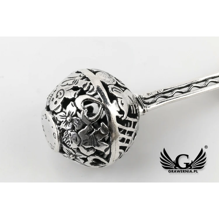 RATTLE - SILVER - Holy Baptism Souvenir - pattern SRB013