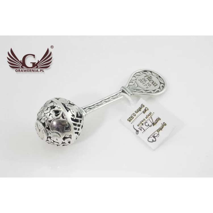 RATTLE - SILVER - Holy Baptism Souvenir - pattern SRB013
