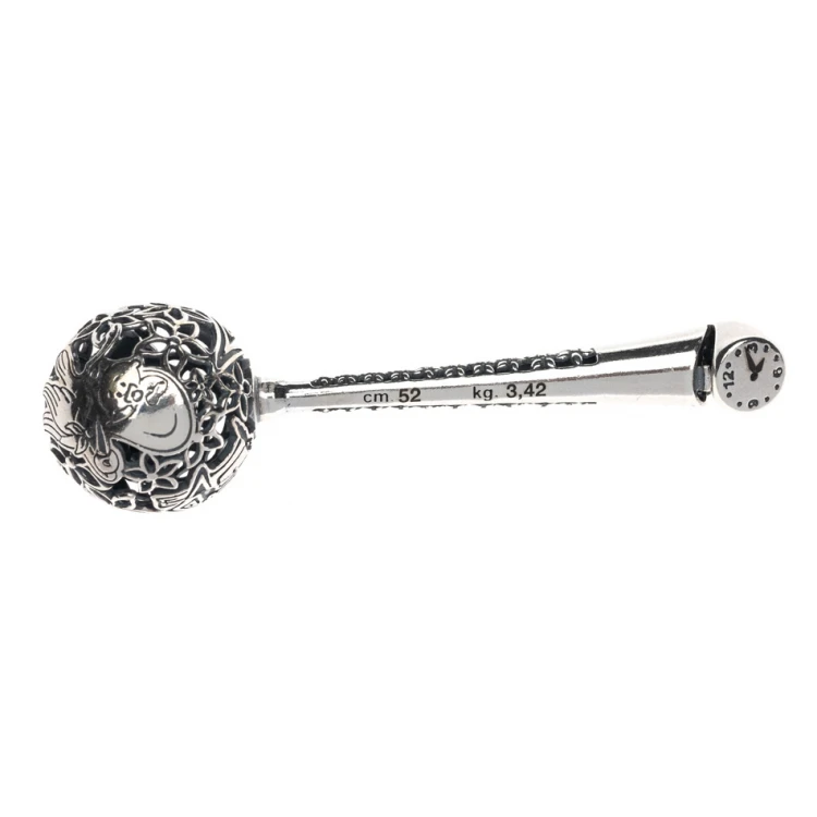 Silver rattle in velour box with dedication - Christening souvenir - SRB007