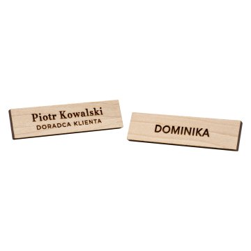 Wooden badge - premium maple wood - dimensions: 57x15mm - ID144