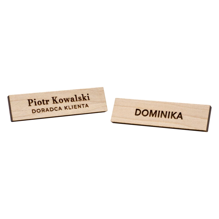 Wooden badge - premium maple wood - dimensions: 57x15mm - ID144
