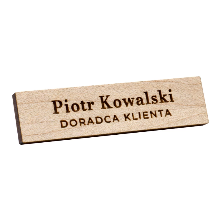 Wooden badge - premium maple wood - dimensions: 57x15mm - ID144