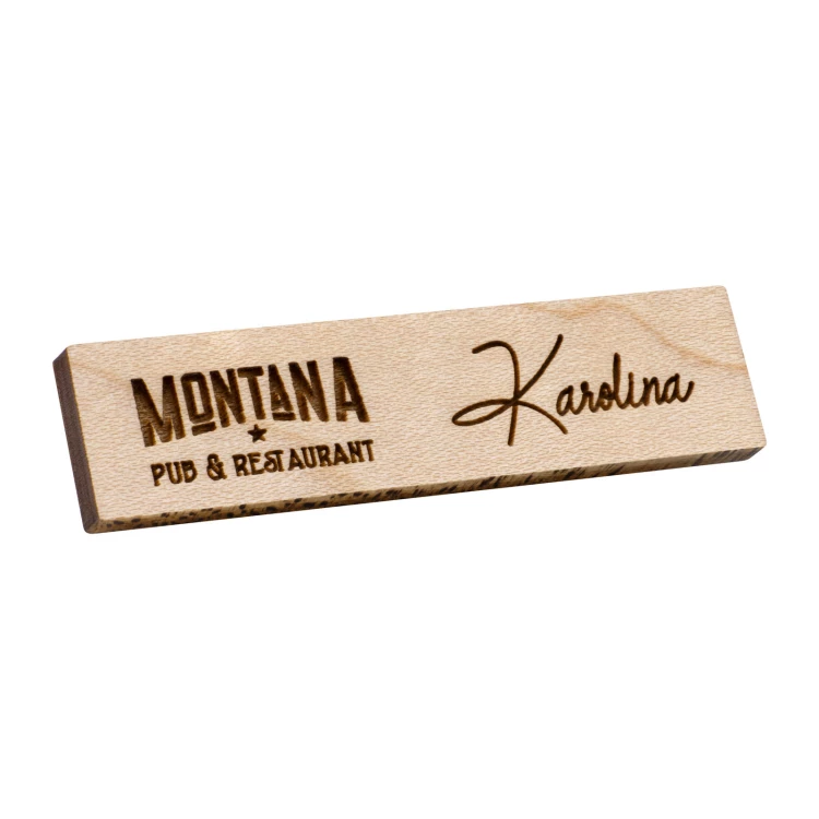 Wooden badge - premium maple wood - dimensions: 57x15mm - ID144
