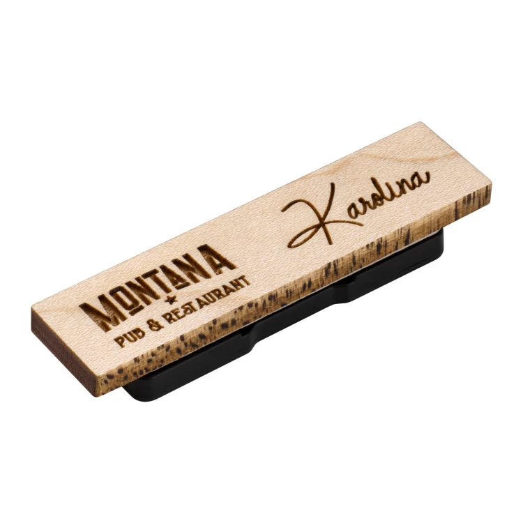 Wooden badge - premium maple wood - dimensions: 57x15mm - ID144