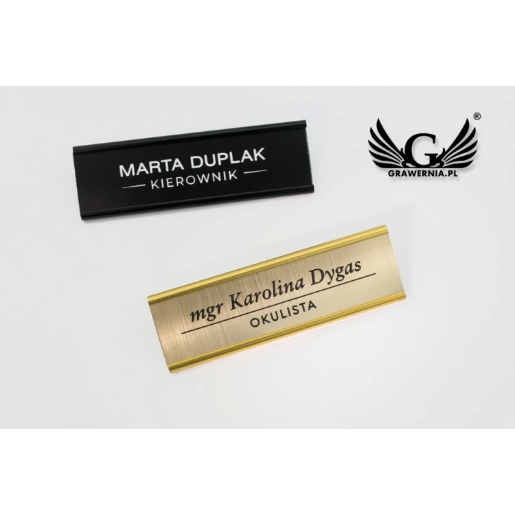 Aluminium ID Badge with Replaceable Engraved Plate - 70x20mm - ID061