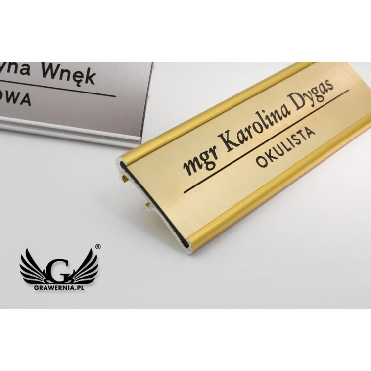Aluminium ID Badge with Replaceable Engraved Plate - 70x20mm - ID061