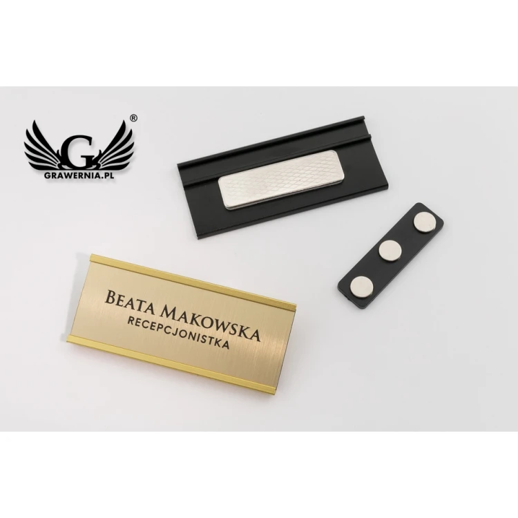 Aluminium ID badge with interchangeable engraved plate - 72x28mm - ID062