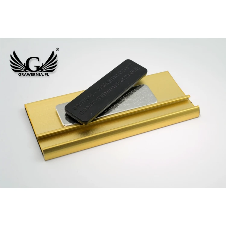 Aluminium ID badge with interchangeable engraved plate - 72x28mm - ID062
