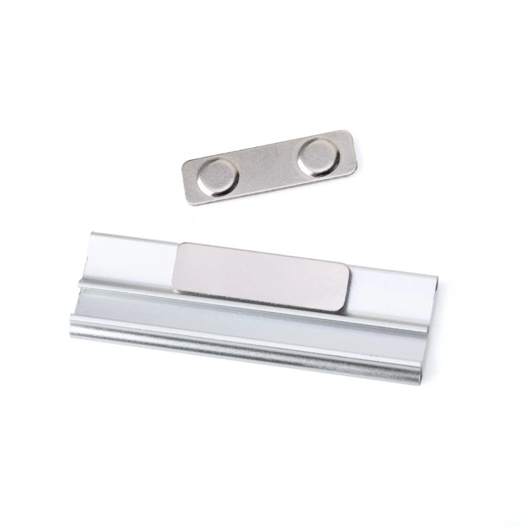 Aluminium ID Badge with Replaceable Engraved Plate - 70x20mm - ID061