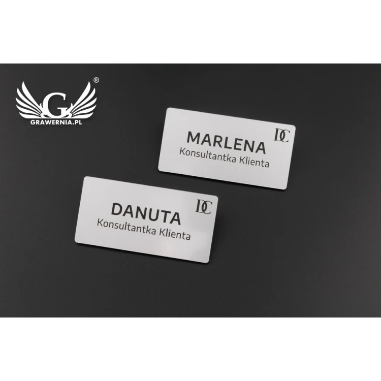 ID Badge - Big Silver Matte Color - 70x35mm - ID065