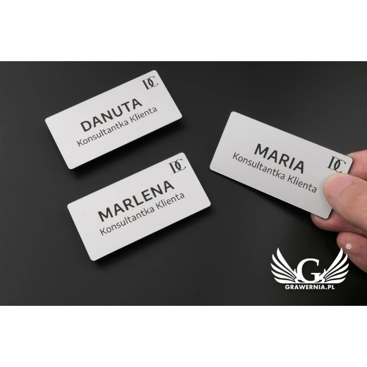 ID Badge - Big Silver Matte Color - 70x35mm - ID065