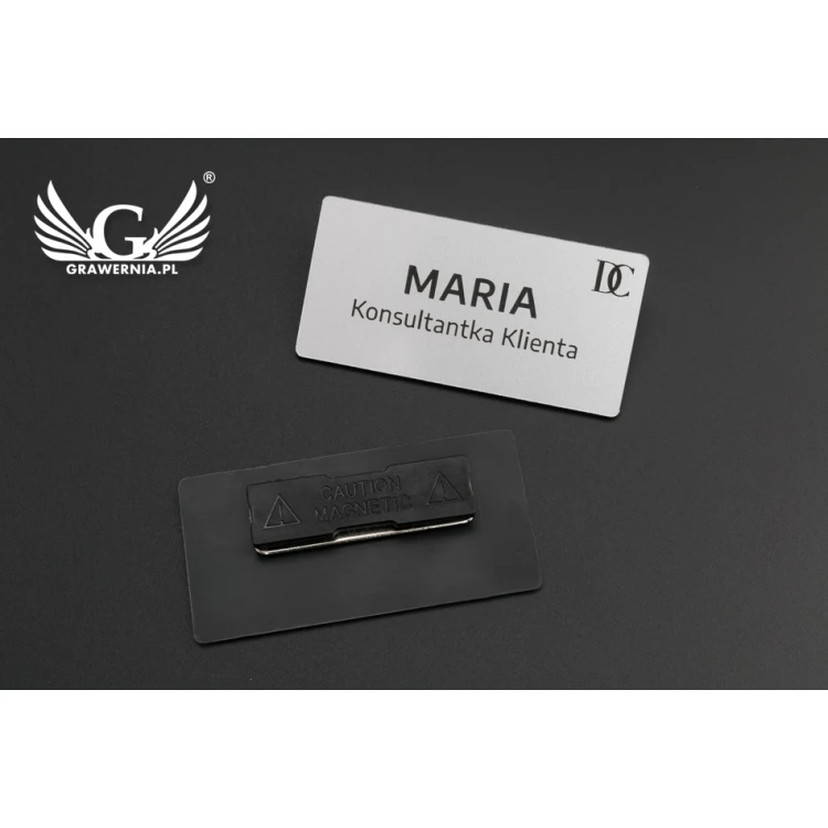 ID Badge - Big Silver Matte Color - 70x35mm - ID065