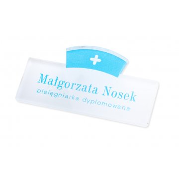 UV Print Nurse ID Badge - Transparent Plexi - Size 70x38mm - ID131