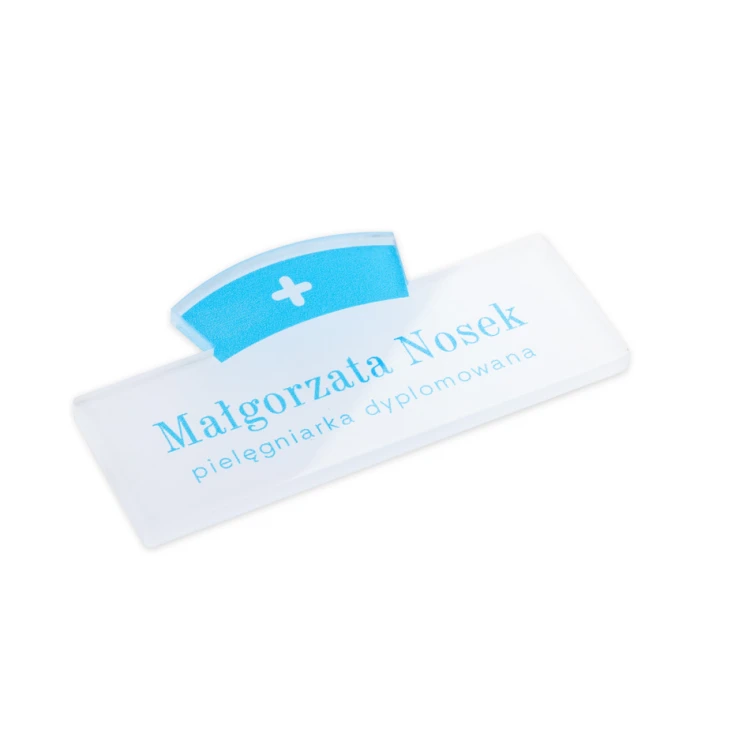 UV Print Nurse ID Badge - Transparent Plexi - Size 70x38mm - ID131