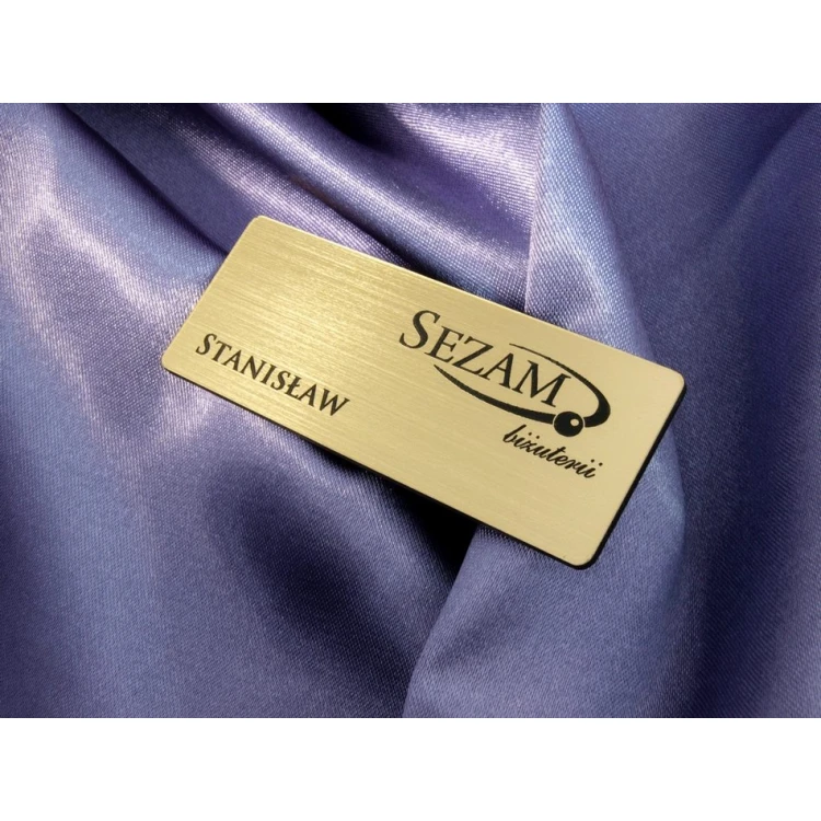 Employee ID Badge - Gold with Black Engraving - 66x26mm - Rounded Corners - ID019