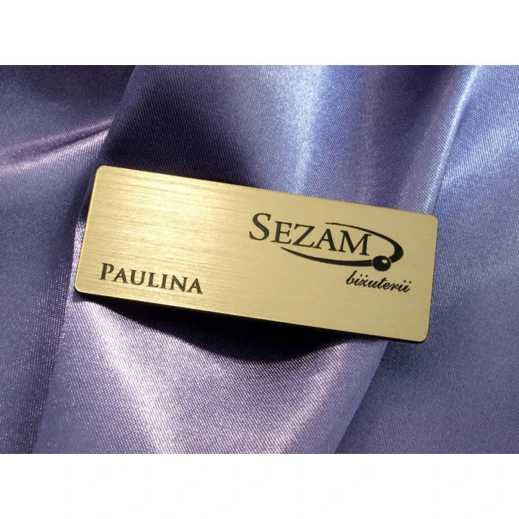 Employee ID Badge - Gold with Black Engraving - 66x26mm - Rounded Corners - ID019