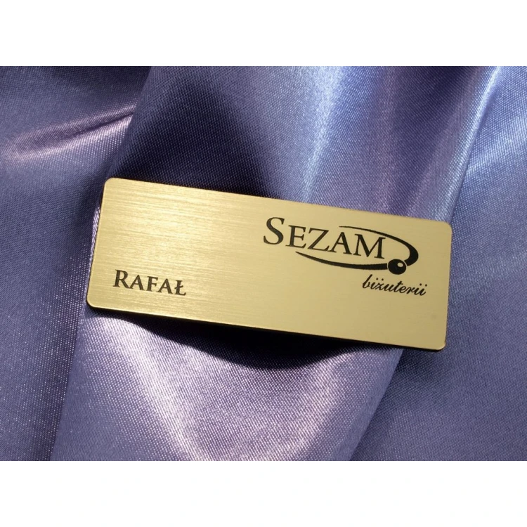 Employee ID Badge - Gold with Black Engraving - 66x26mm - Rounded Corners - ID019
