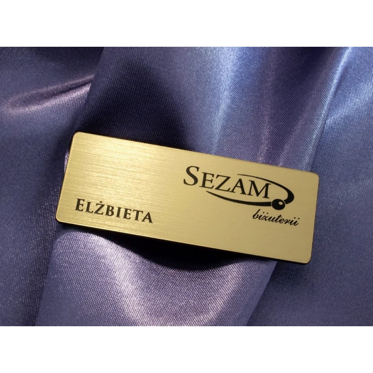 Employee ID Badge - Gold with Black Engraving - 66x26mm - Rounded Corners - ID019