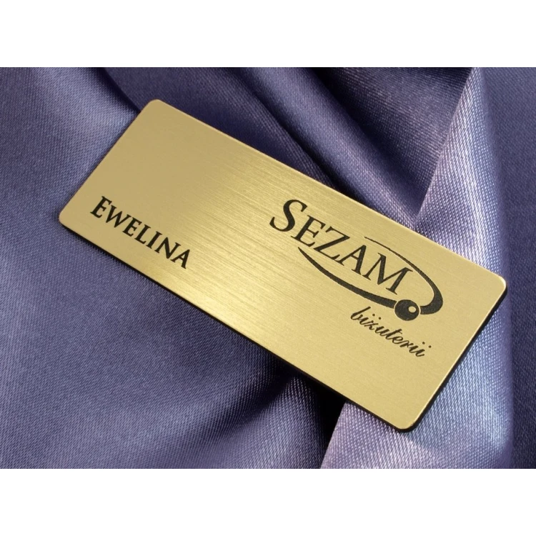 Employee ID Badge - Gold with Black Engraving - 66x26mm - Rounded Corners - ID019