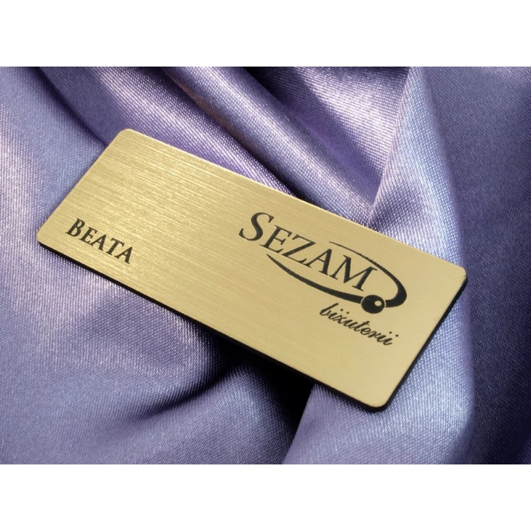 Employee ID Badge - Gold with Black Engraving - 66x26mm - Rounded Corners - ID019