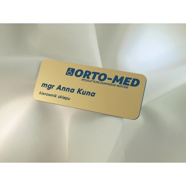 Employee ID Badge - Gold with Blue Engraving - ID015