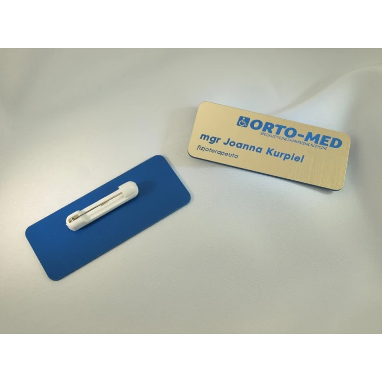 Employee ID Badge - Gold with Blue Engraving - ID015