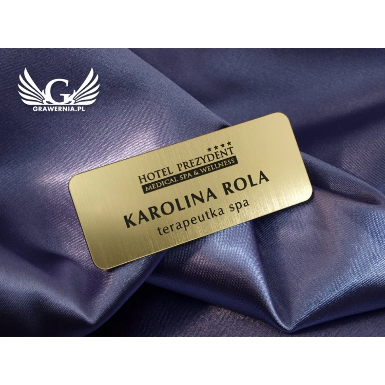Employee ID Badge - Gold with Black Engraving - 66x26mm - Rounded Corners - ID019