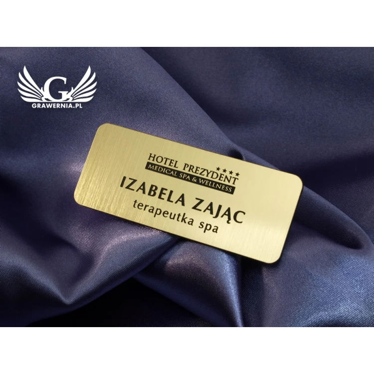 Employee ID Badge - Gold with Black Engraving - 66x26mm - Rounded Corners - ID019