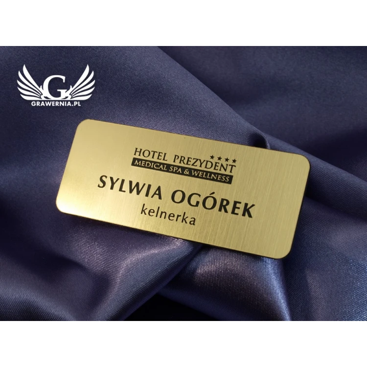 Employee ID Badge - Gold with Black Engraving - 66x26mm - Rounded Corners - ID019