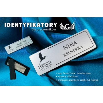 Employee ID Badge - Silver with Black Engraving - 60x20mm - Rounded Corners - ID026