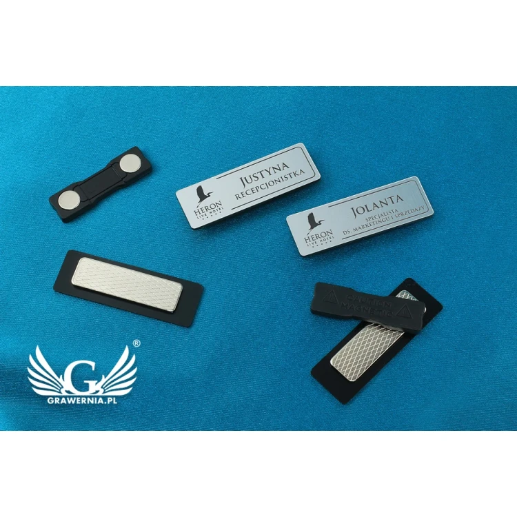 Employee ID Badge - Silver with Black Engraving - 60x20mm - Rounded Corners - ID026