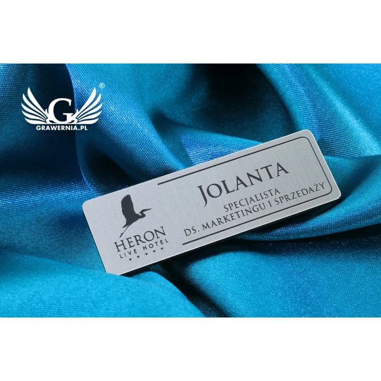 Employee ID Badge - Silver with Black Engraving - 60x20mm - Rounded Corners - ID026