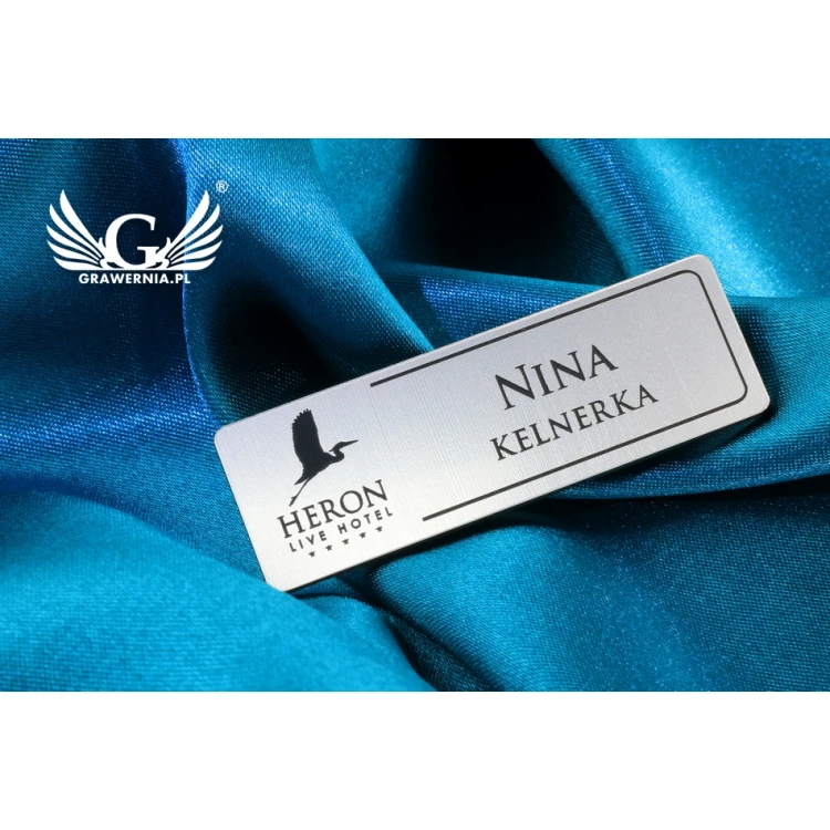 Employee ID Badge - Silver with Black Engraving - 60x20mm - Rounded Corners - ID026