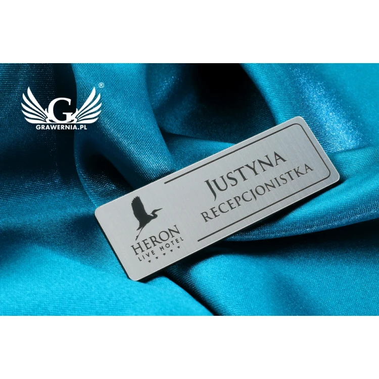 Employee ID Badge - Silver with Black Engraving - 60x20mm - Rounded Corners - ID026