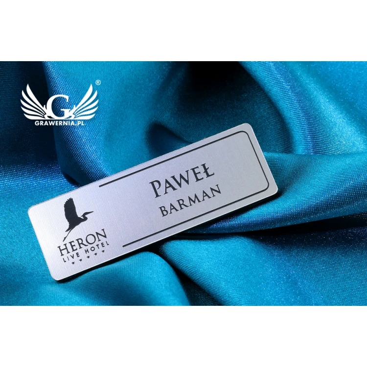 Employee ID Badge - Silver with Black Engraving - 60x20mm - Rounded Corners - ID026