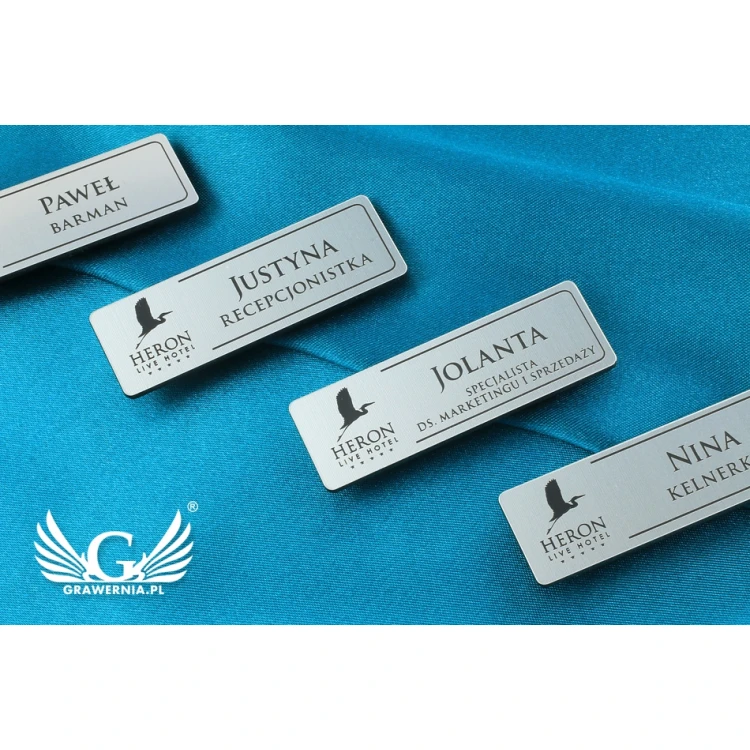 Employee ID Badge - Silver with Black Engraving - 60x20mm - Rounded Corners - ID026