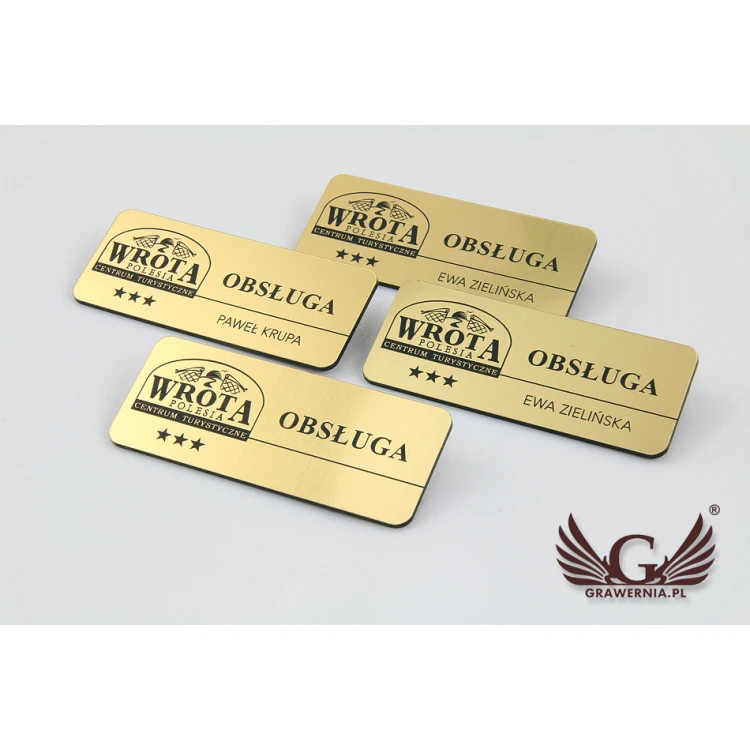 Employee ID Badge - Gold with Black Engraving - 70x30mm - Rounded Corners - ID027