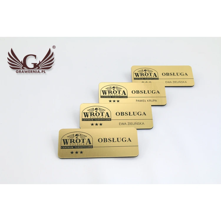 Employee ID Badge - Gold with Black Engraving - 70x30mm - Rounded Corners - ID027