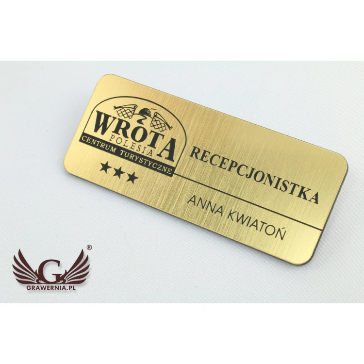 Employee ID Badge - Gold with Black Engraving - 70x30mm - Rounded Corners - ID027