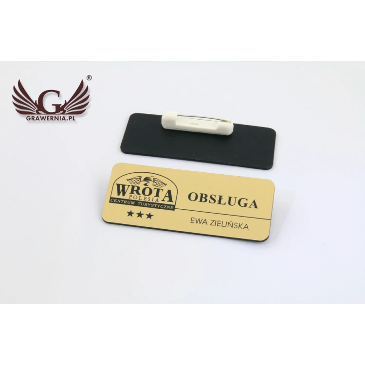 Employee ID Badge - Gold with Black Engraving - 70x30mm - Rounded Corners - ID027