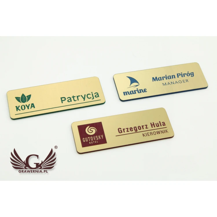 ID Badge - Medium Gold with Blue/Green/Red Engraving - ID051