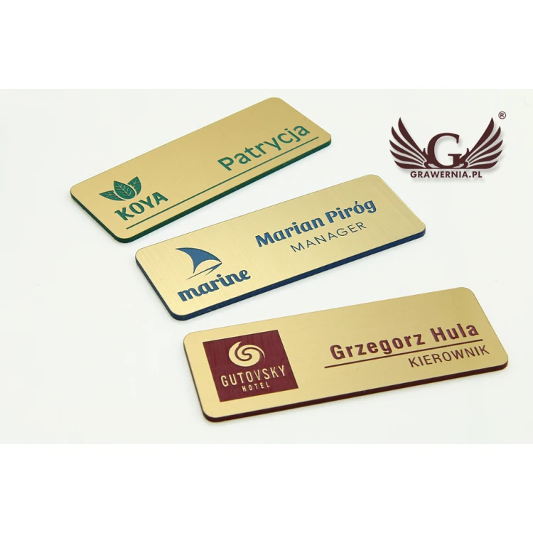 ID Badge - Medium Gold with Blue/Green/Red Engraving - ID051