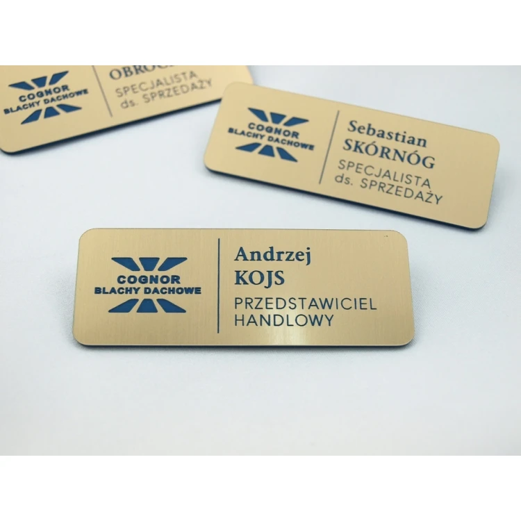 Employee ID Badge - Gold with Blue Engraving - ID015