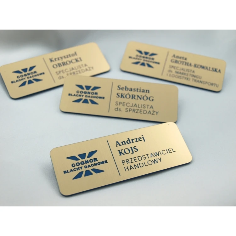 Employee ID Badge - Gold with Blue Engraving - ID015