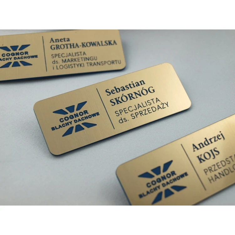 Employee ID Badge - Gold with Blue Engraving - ID015